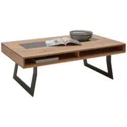 Couchtisch in Holz, Metall, Glas 125/75/43 cm