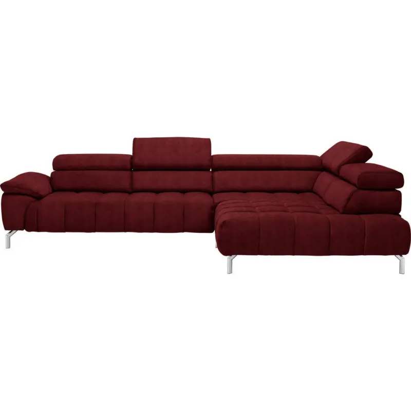 Ecksofa in Chenille Rot, Bordeaux 323/222 cm