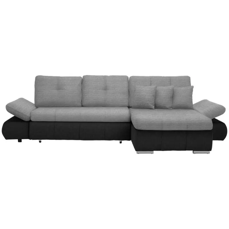 Ecksofa in Webstoff Anthrazit, Hellgrau 302/187 cm