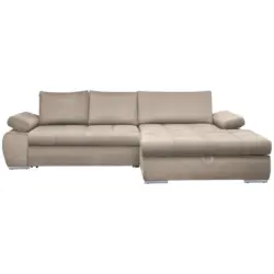 Ecksofa in Flachgewebe Beige 294/173 cm