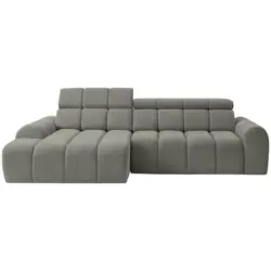 Ecksofa in Chenille Grau 152/290 cm