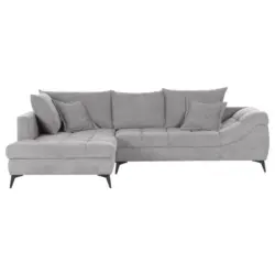 Ecksofa in Flachgewebe Hellgrau 224/307 cm