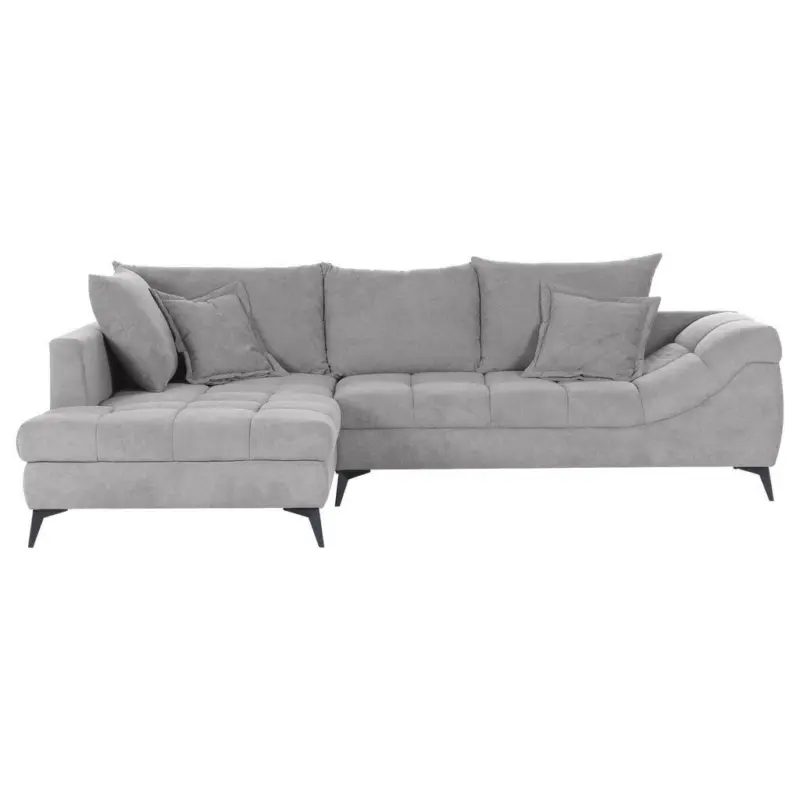Ecksofa in Flachgewebe Hellgrau 224/307 cm