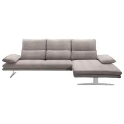 Ecksofa in Flachgewebe Hellbraun 291/164 cm