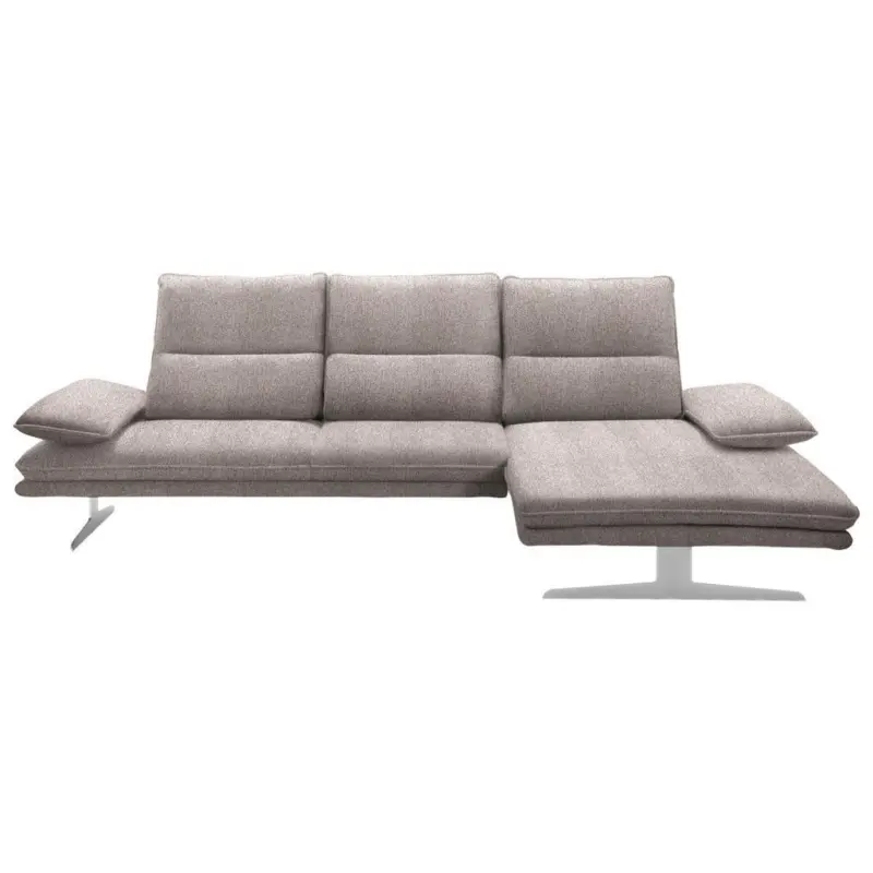 Ecksofa in Flachgewebe Hellbraun 291/164 cm