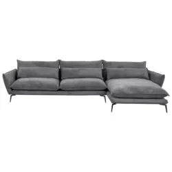 Ecksofa in Webstoff Anthrazit 338/165 cm