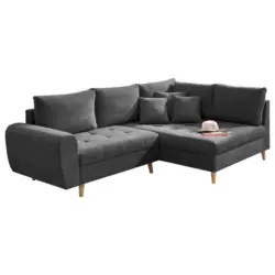 Ecksofa in Mikrovelours Anthrazit 249/175 cm