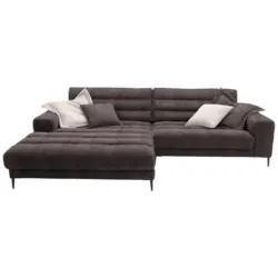 Ecksofa in Flachgewebe Braun 207/296 cm