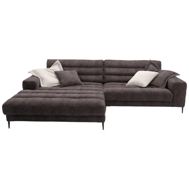 Ecksofa in Flachgewebe Braun 207/296 cm