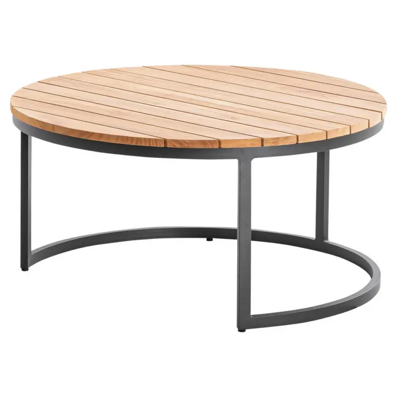Loungetisch 80/80/41 cm Holz Teakfarben rund
