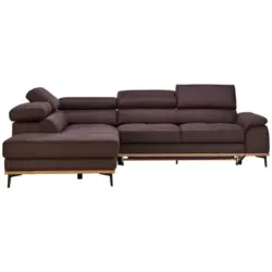 Ecksofa in Lederlook Dunkelbraun 226/282 cm