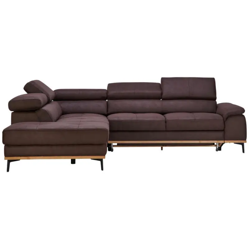 Ecksofa in Lederlook Dunkelbraun 226/282 cm