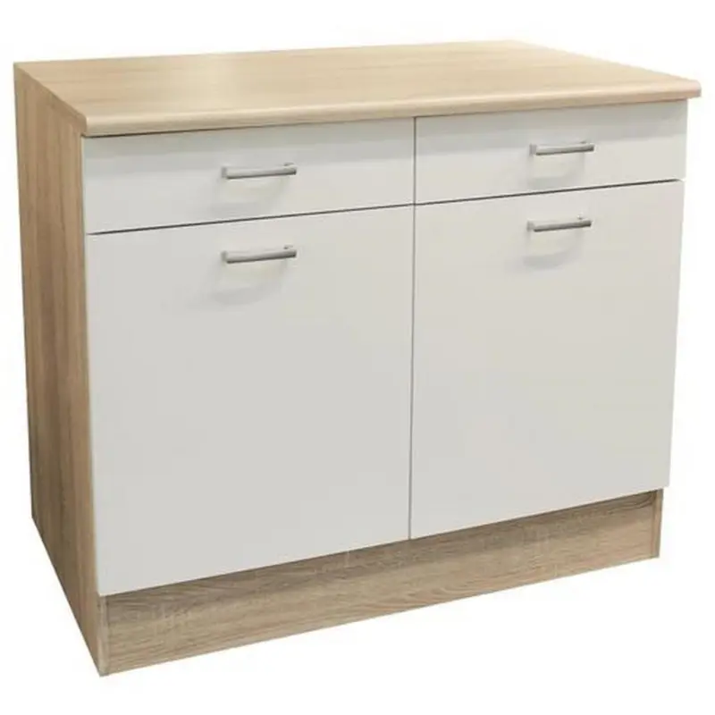 K&uuml;chenunterschrank 100/90/60 cm in Wei&szlig;, Sonoma Eiche