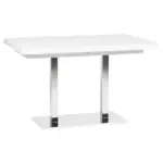 XXXLutz Lauterach - Ihr M&ouml;belhaus bei Bregenz Esstisch 120-200/80/74 cm Nachbildung Holzwerkstoff ausziehbar rechteckig Wei&szlig;, Edelstahlfarben