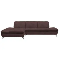 Ecksofa in Flachgewebe Dunkelbraun 200/315 cm