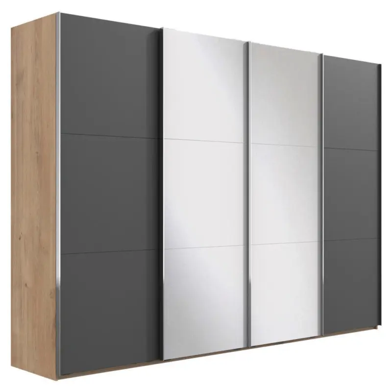 Schwebet&uuml;renschrank in Graphitfarben, Eichefarben