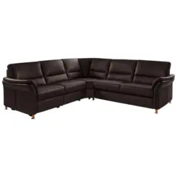 Ecksofa in Echtleder Dunkelbraun 262/262 cm