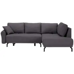 Ecksofa in Samt Dunkelgrau 250/191 cm