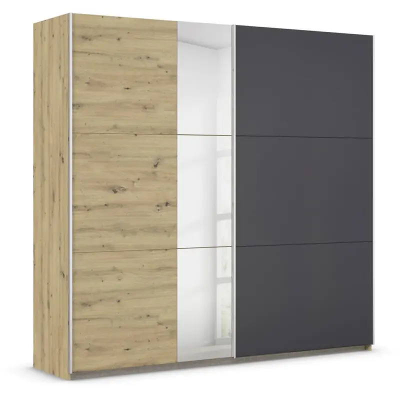 Schwebet&uuml;renschrank in Dunkelgrau, Eiche Artisan