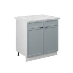 K&uuml;chenunterschrank Fame-Line Hellblau-grau 80 cm , AP Marmor