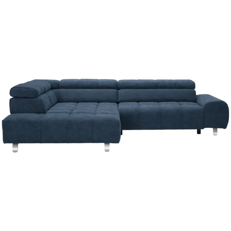 Ecksofa in Webstoff Dunkelblau 201/295 cm
