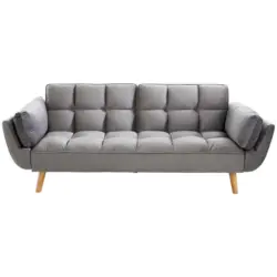 Schlafsofa in Samt Grau Retro