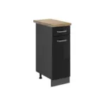 XXXLutz Lauterach - Ihr M&ouml;belhaus bei Bregenz K&uuml;chenunterschrank R-Line Schwarz Hochglanz 30 cm , AP Eiche