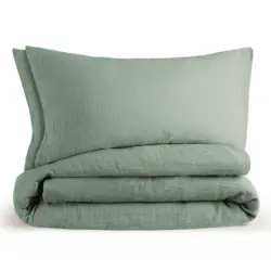 Bettw&auml;sche Musselin, 100% Baumwolle, 2x 135/200 cm & 2x 40/80 cm, Gr&uuml;n