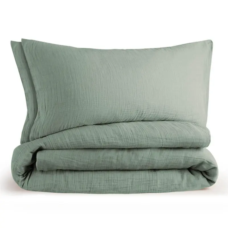 Bettw&auml;sche Musselin, 100% Baumwolle, 2x 135/200 cm & 2x 40/80 cm, Gr&uuml;n
