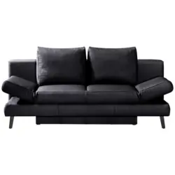 Schlafsofa in Echtleder Schwarz