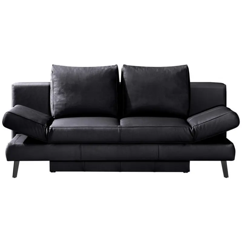 Schlafsofa in Echtleder Schwarz