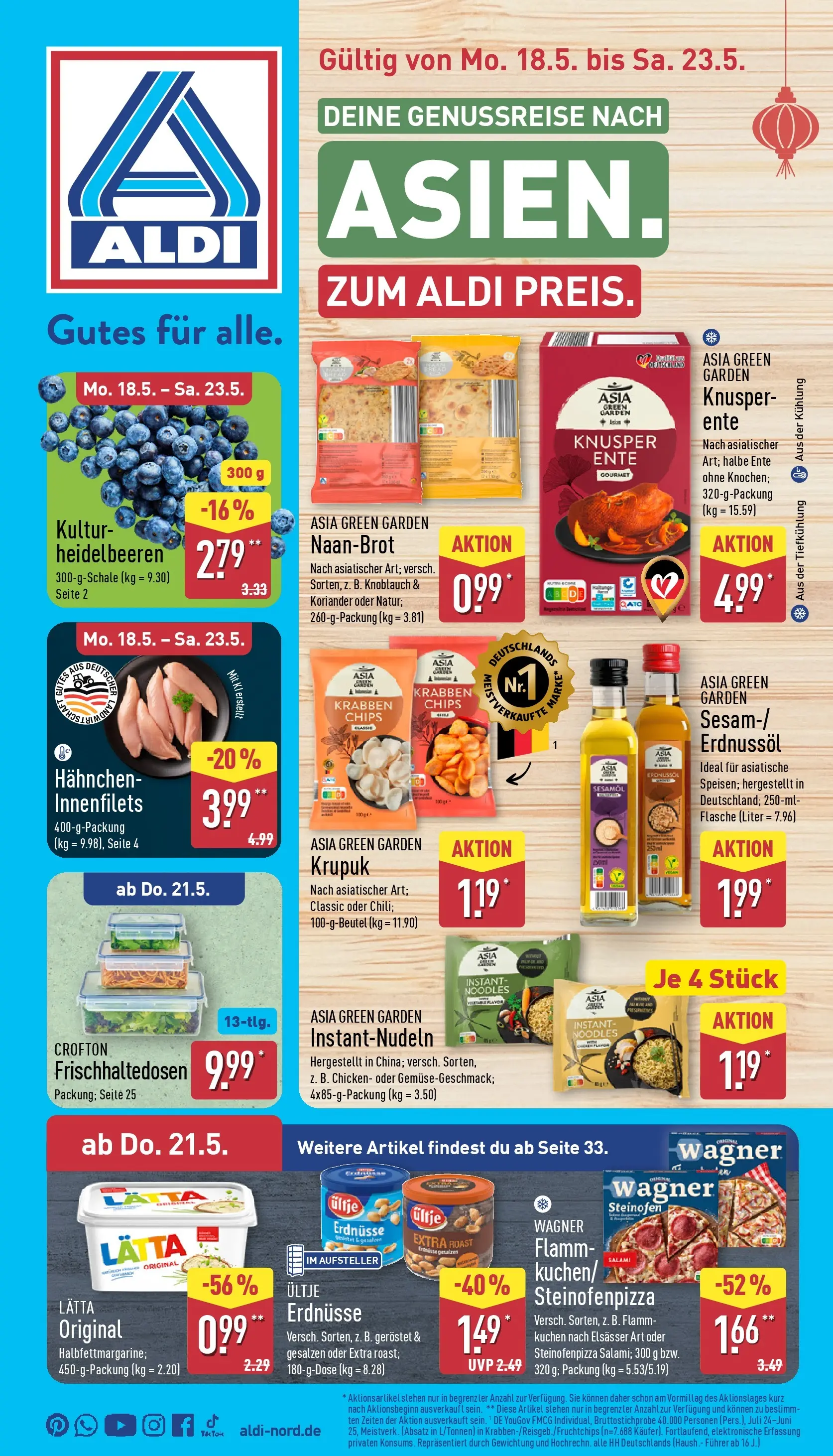 Aldi - ALDI Nord: Wochenangebote (ab 17.05.2026) » Angebote Online | Seite: 1 | Produkte: Hahnchen, Heidelbeeren, Salami, Chips