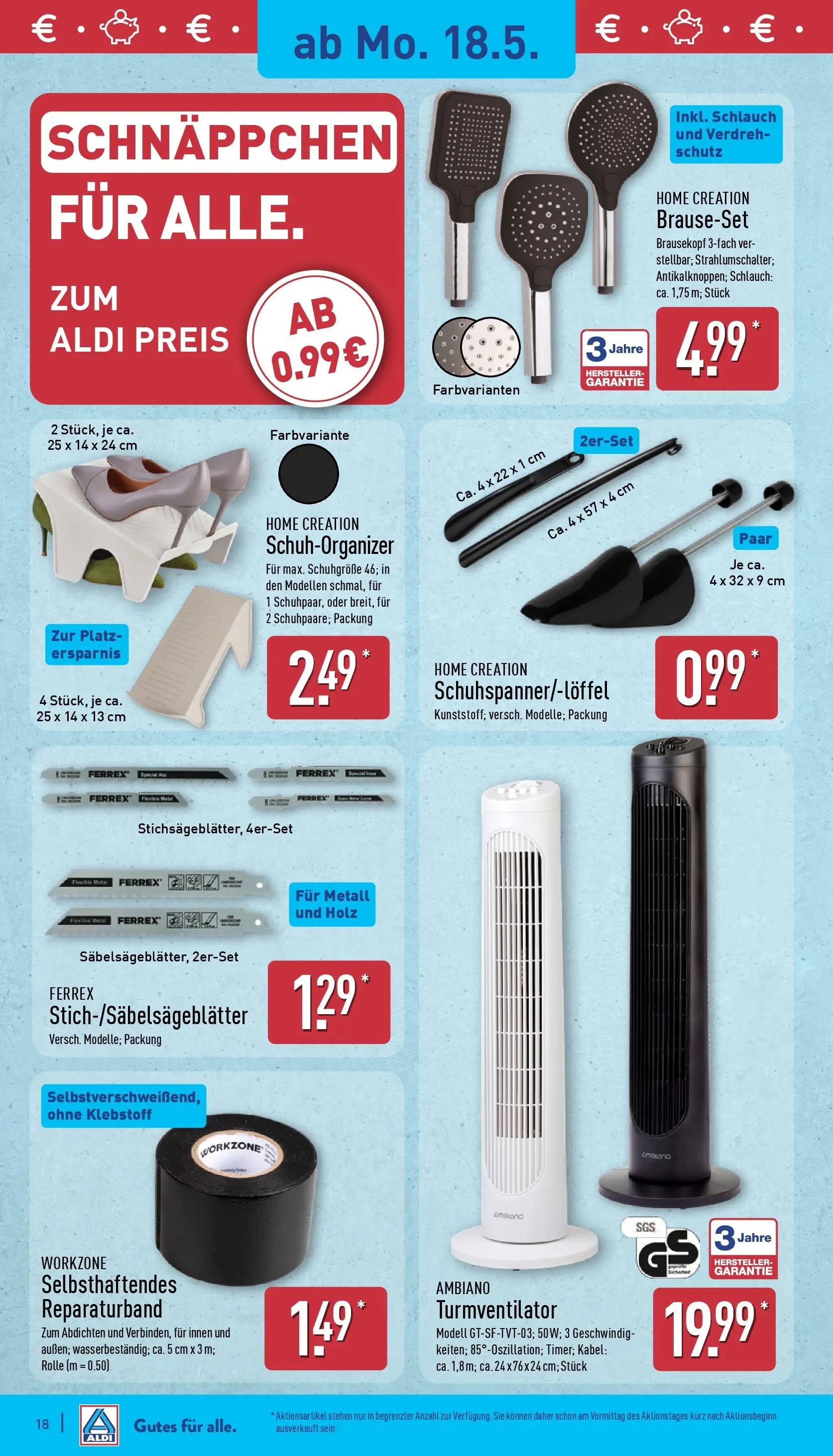 Aldi - ALDI Nord: Wochenangebote (ab 17.05.2026) » Angebote Online | Seite: 19 | Produkte: Kabel, Turmventilator, Home creation