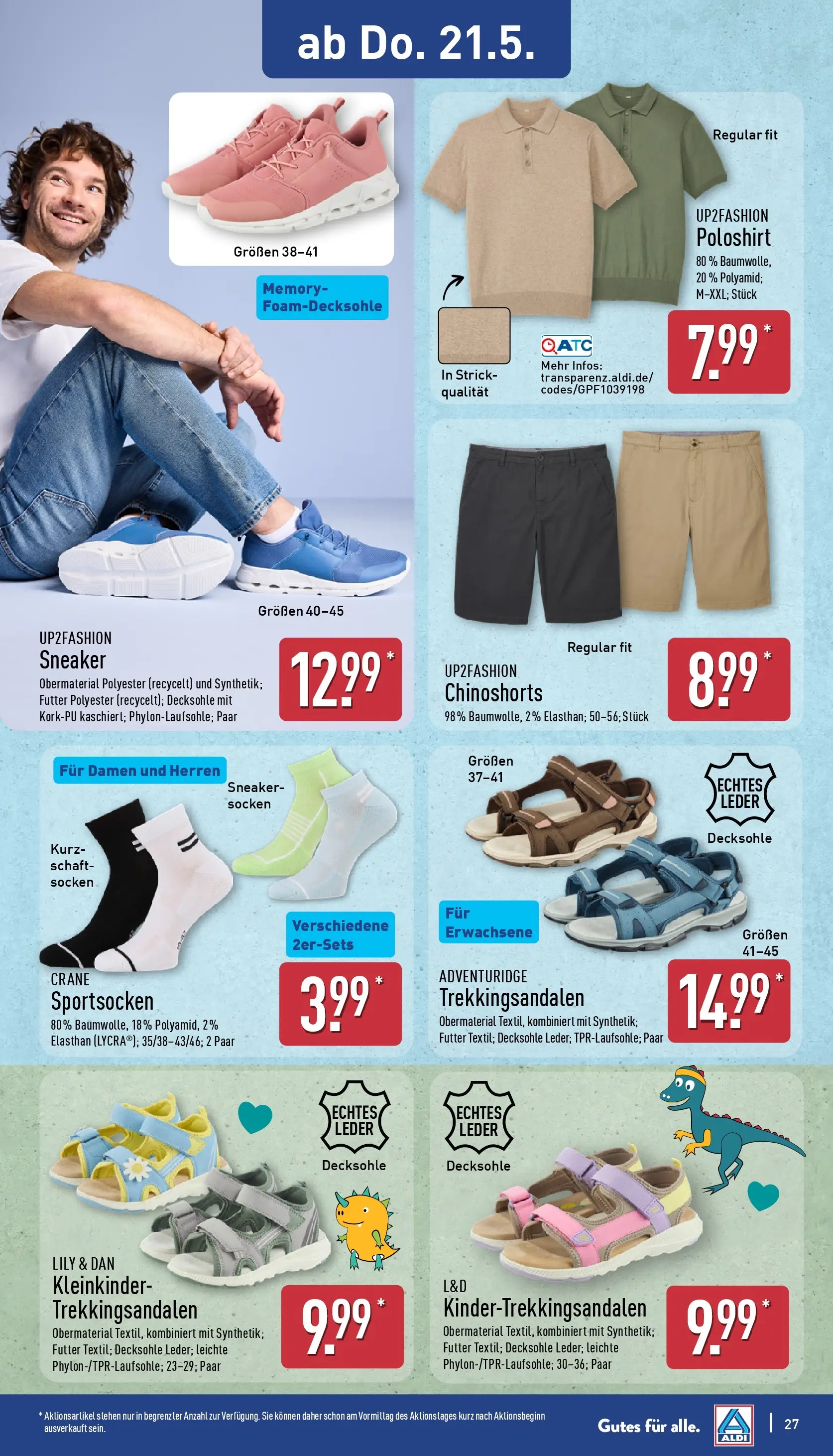 Aldi - ALDI Nord: Wochenangebote (ab 17.05.2026) » Angebote Online | Seite: 28 | Produkte: Up2fashion, Chinoshorts, Poloshirt, Socken