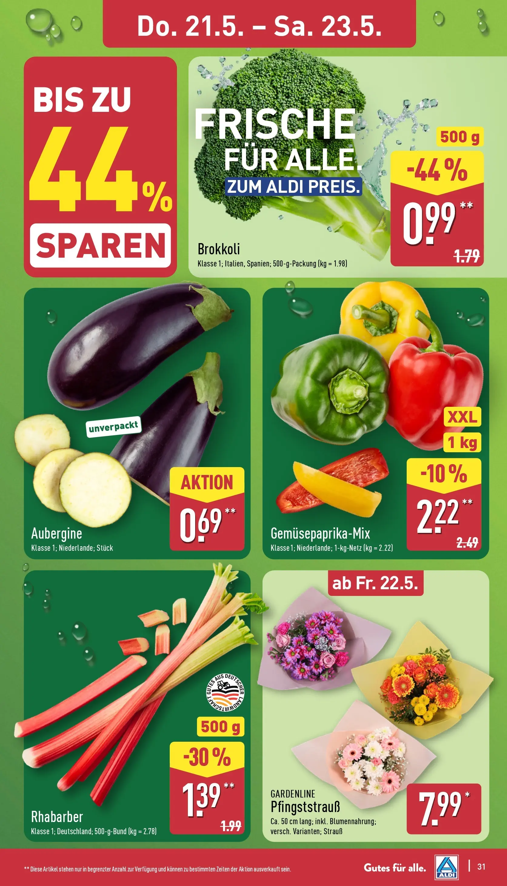 Aldi - ALDI Nord: Wochenangebote (ab 17.05.2026) » Angebote Online | Seite: 32 | Produkte: Brokkoli, Aubergine, Rhabarber