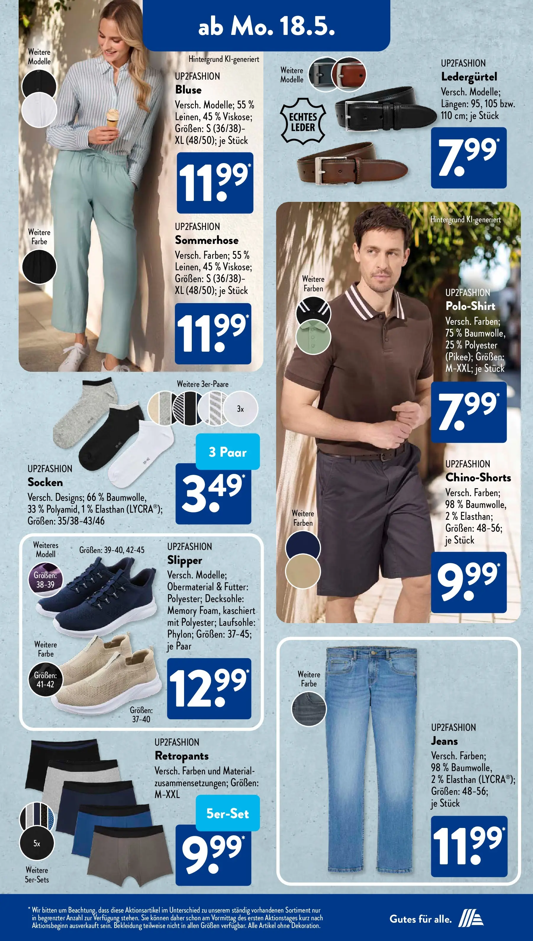 Aldi Süd - Aldi Süd: Wochenangebote (ab 17.05.2026) zum Blättern | Seite: 10 | Produkte: Up2fashion, Chinoshorts, Poloshirt, Socken