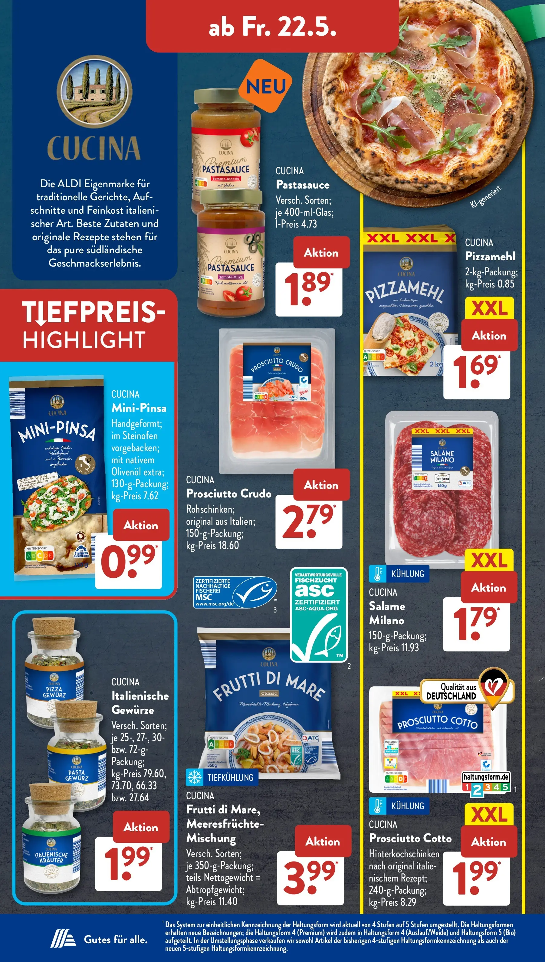 Aldi Süd - Aldi Süd: Wochenangebote (ab 17.05.2026) zum Blättern | Seite: 23 | Produkte: Olivenol, Meeresfrüchte, Pasta, Pizza