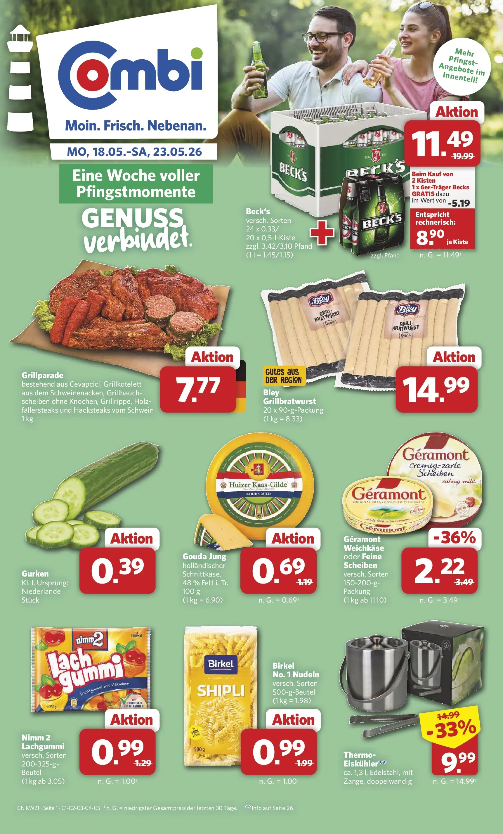 Combi - Unsere Combi Wochenangebote (ab 18.05.2026) zum Blättern | Seite: 1 | Produkte: Grill, Bratwurst, Nudeln, Fruchtsaft