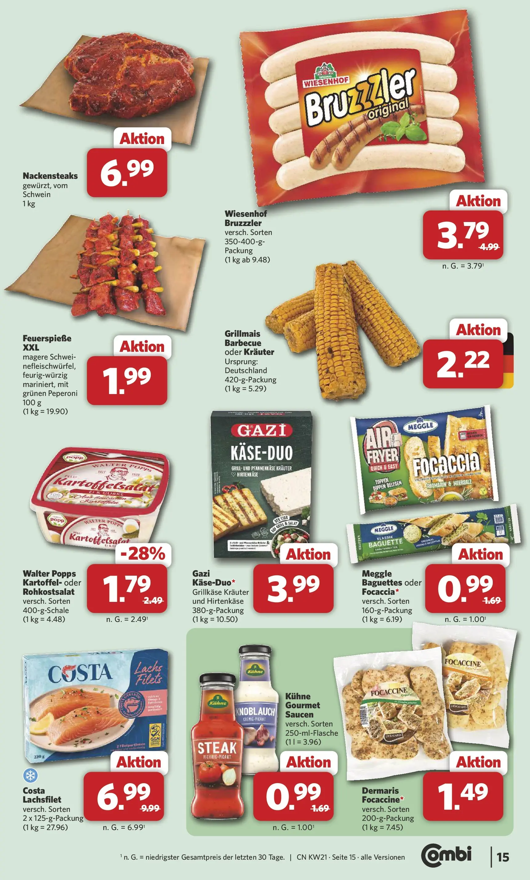 Combi - Unsere Combi Wochenangebote (ab 18.05.2026) zum Blättern | Seite: 17 | Produkte: Nackensteaks, Baguette, Lachs, Knoblauch