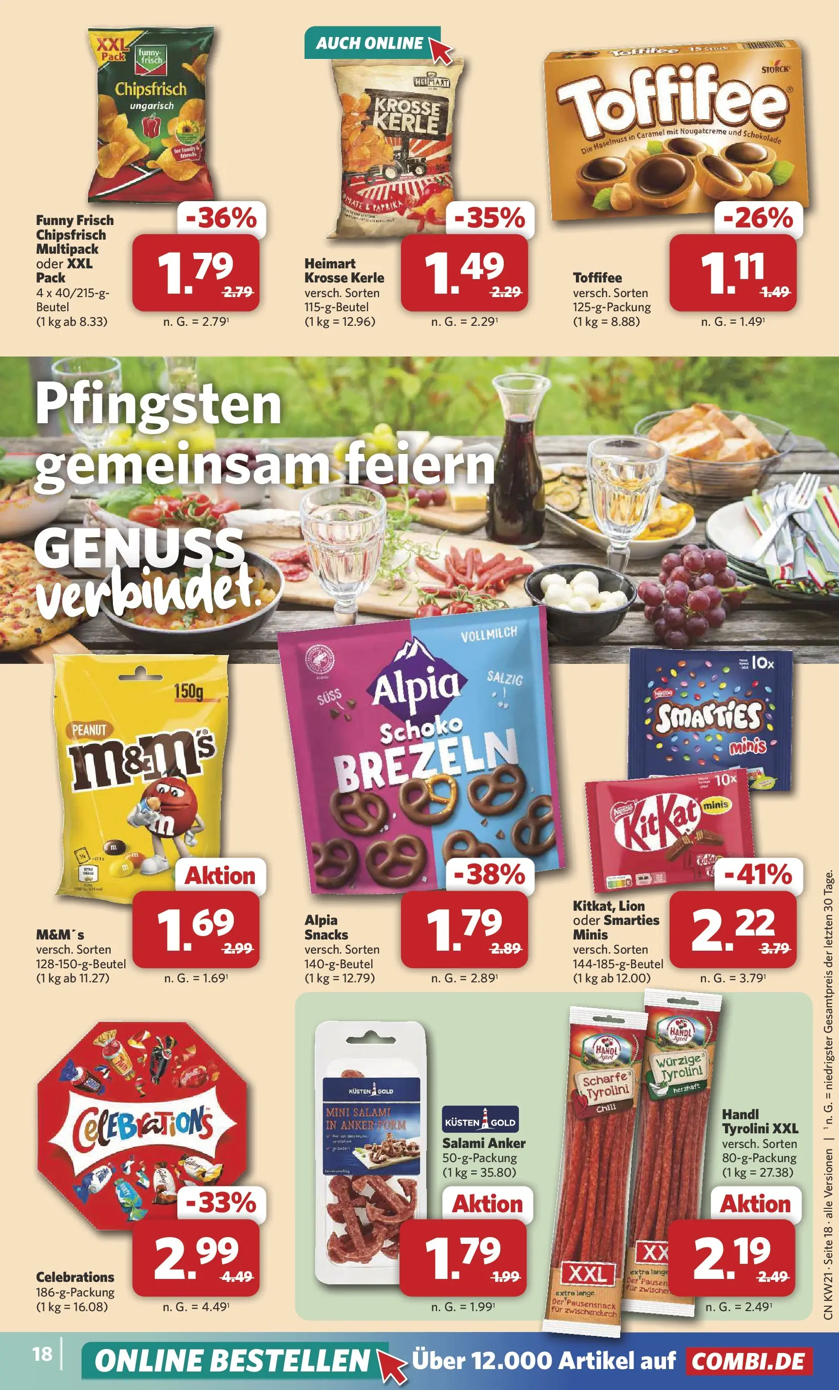 Combi - Unsere Combi Wochenangebote (ab 18.05.2026) zum Blättern | Seite: 20 | Produkte: Smarties, Funny frisch, Paprika, Salami