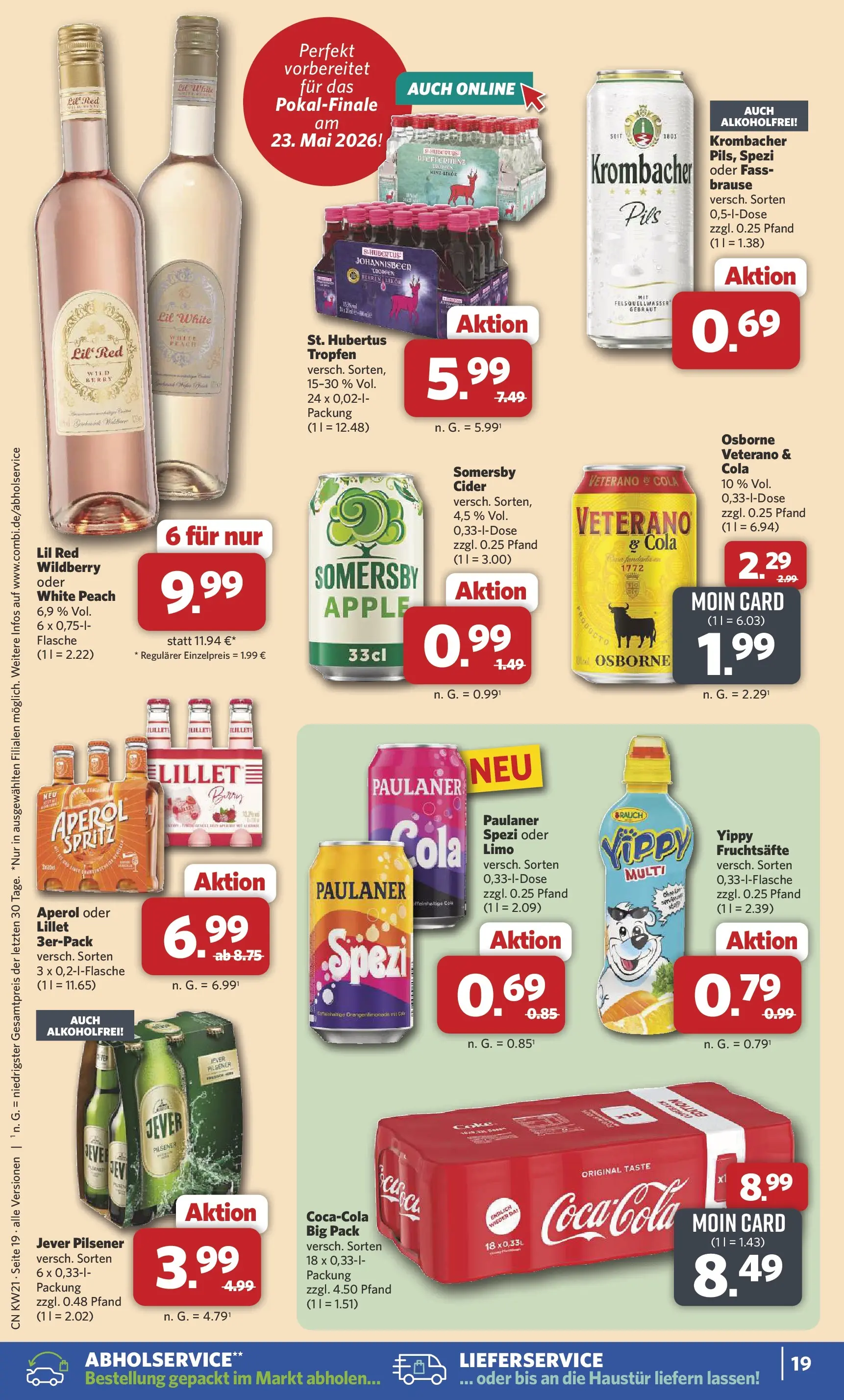 Combi - Unsere Combi Wochenangebote (ab 18.05.2026) zum Blättern | Seite: 21 | Produkte: Osborne, Cola, Lillet, Krombacher