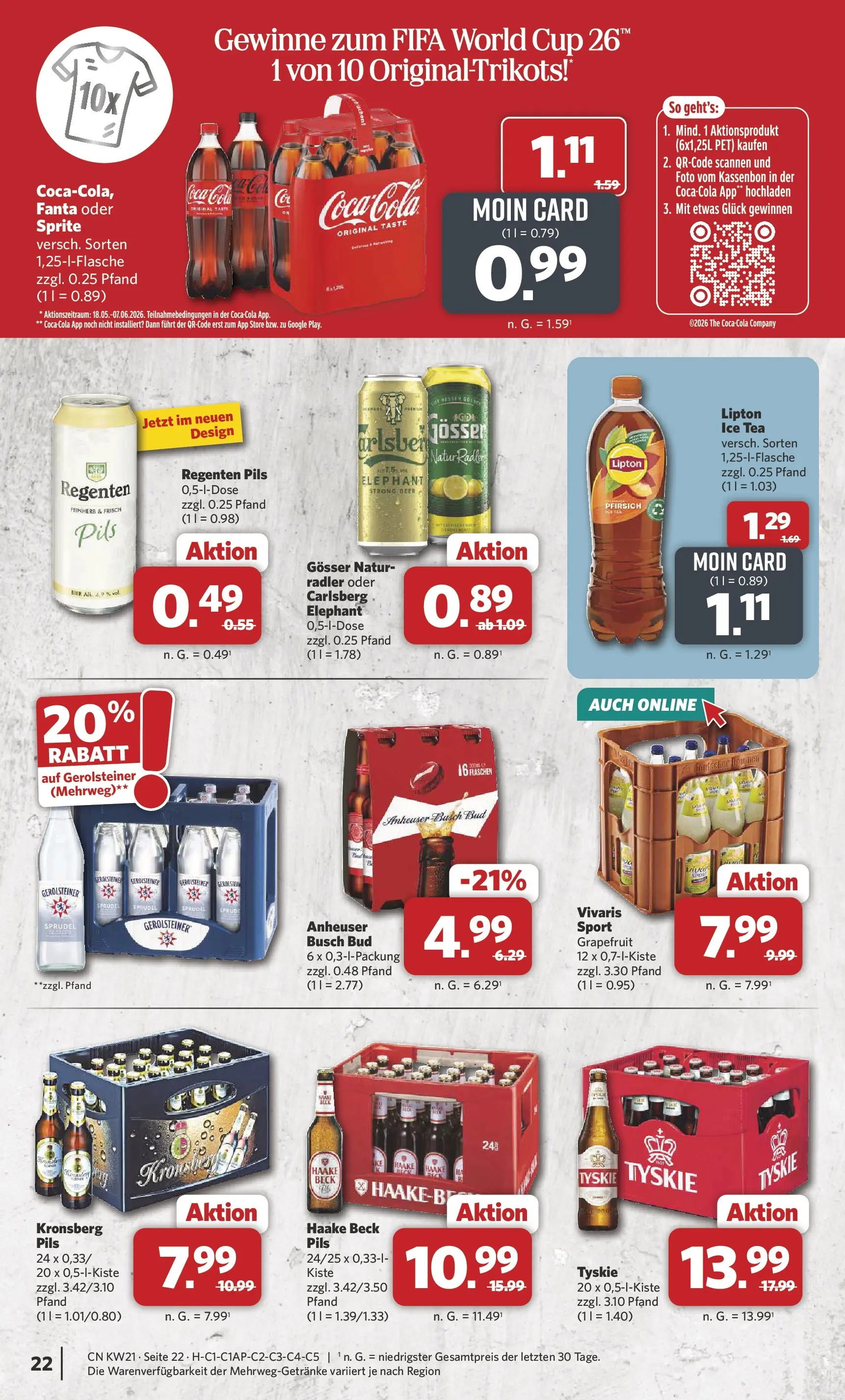 Combi - Unsere Combi Wochenangebote (ab 18.05.2026) zum Blättern | Seite: 22 | Produkte: Tyskie, Fanta, Bad, Gerolsteiner