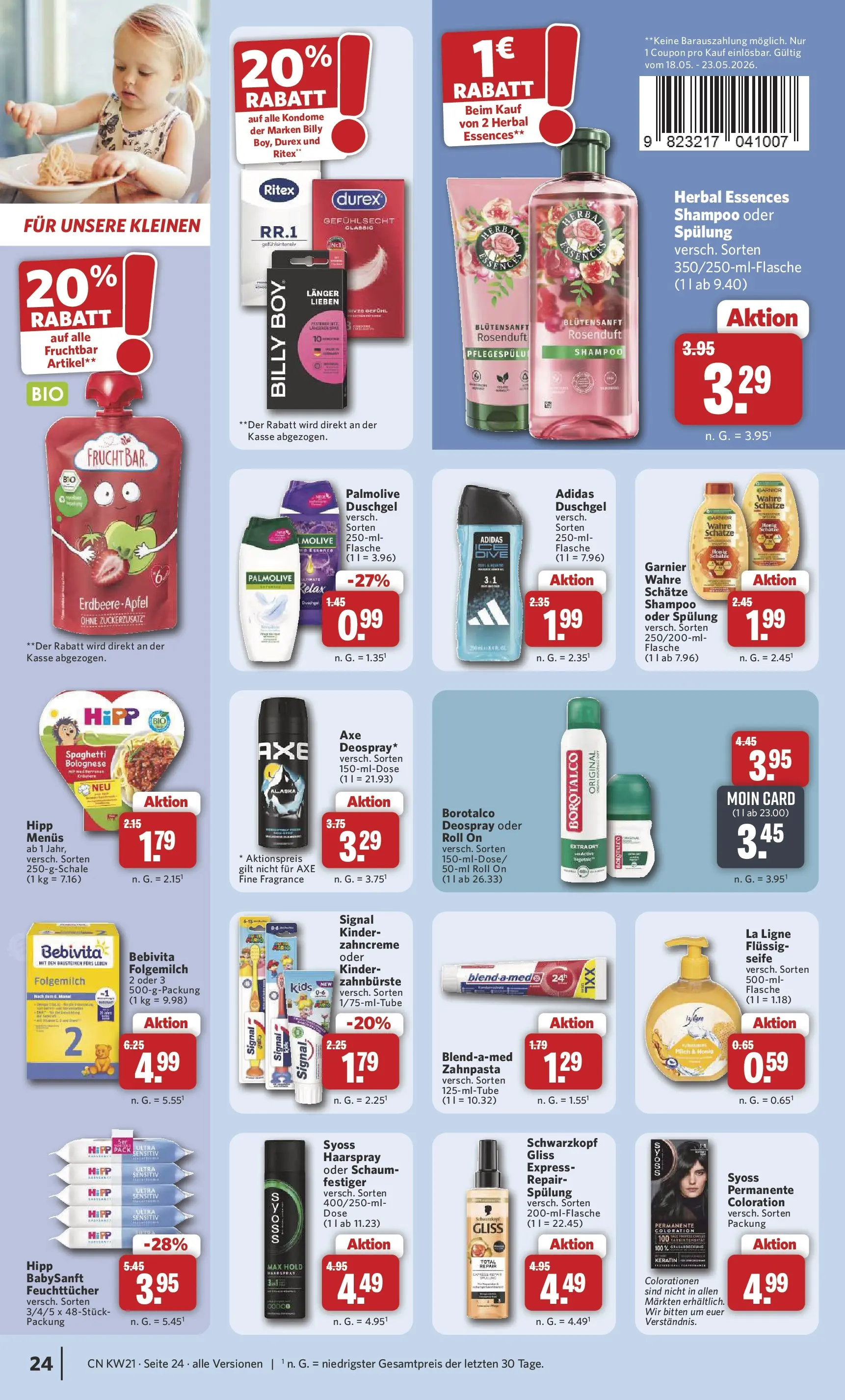 Combi - Unsere Combi Wochenangebote (ab 18.05.2026) zum Blättern | Seite: 26 | Produkte: Haarspray, Duschgel, Zahnpasta, Axe