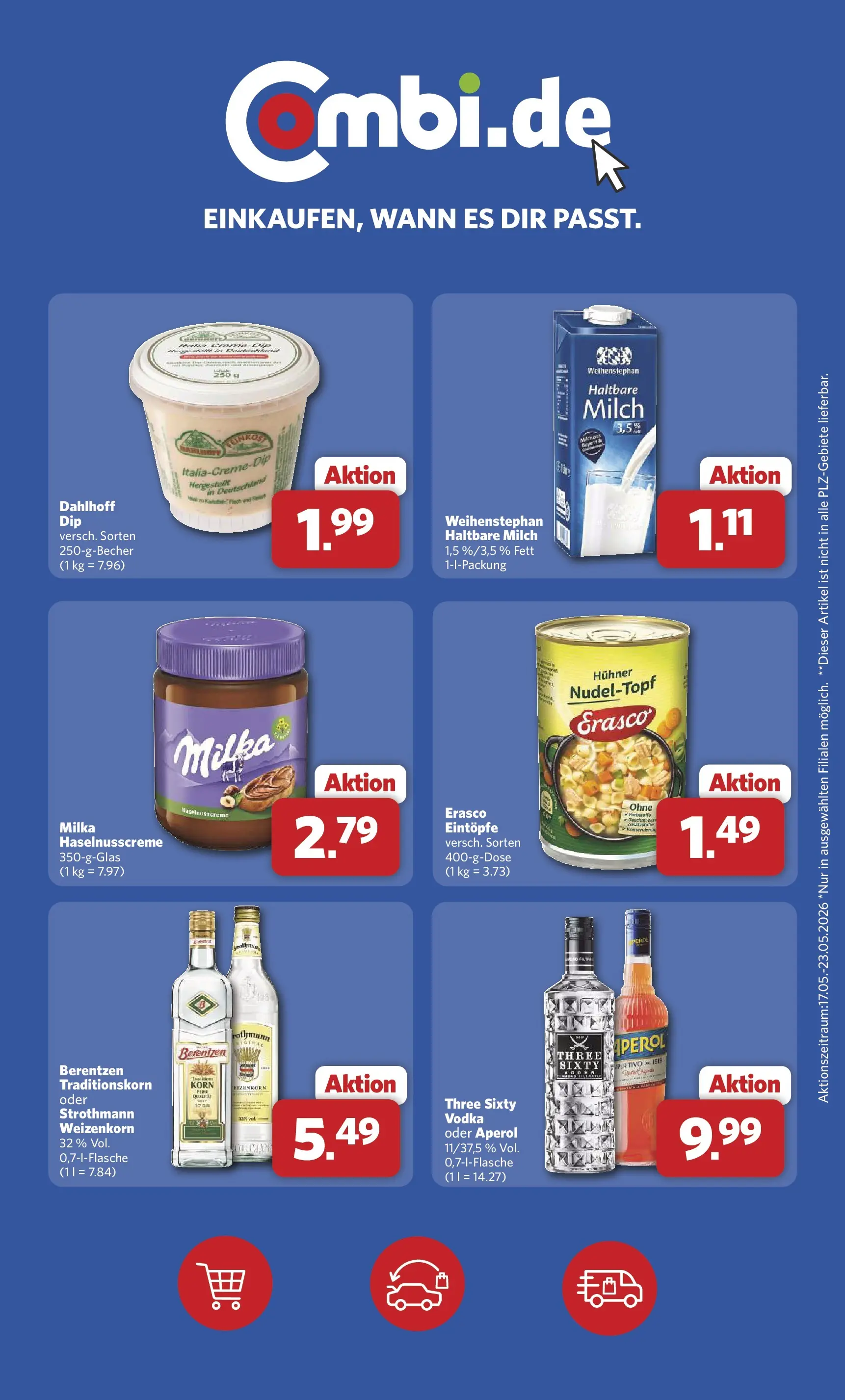 Combi - Unsere Combi Wochenangebote (ab 18.05.2026) zum Blättern | Seite: 32 | Produkte: Milch, Haltbare milch, Vodka, Erasco