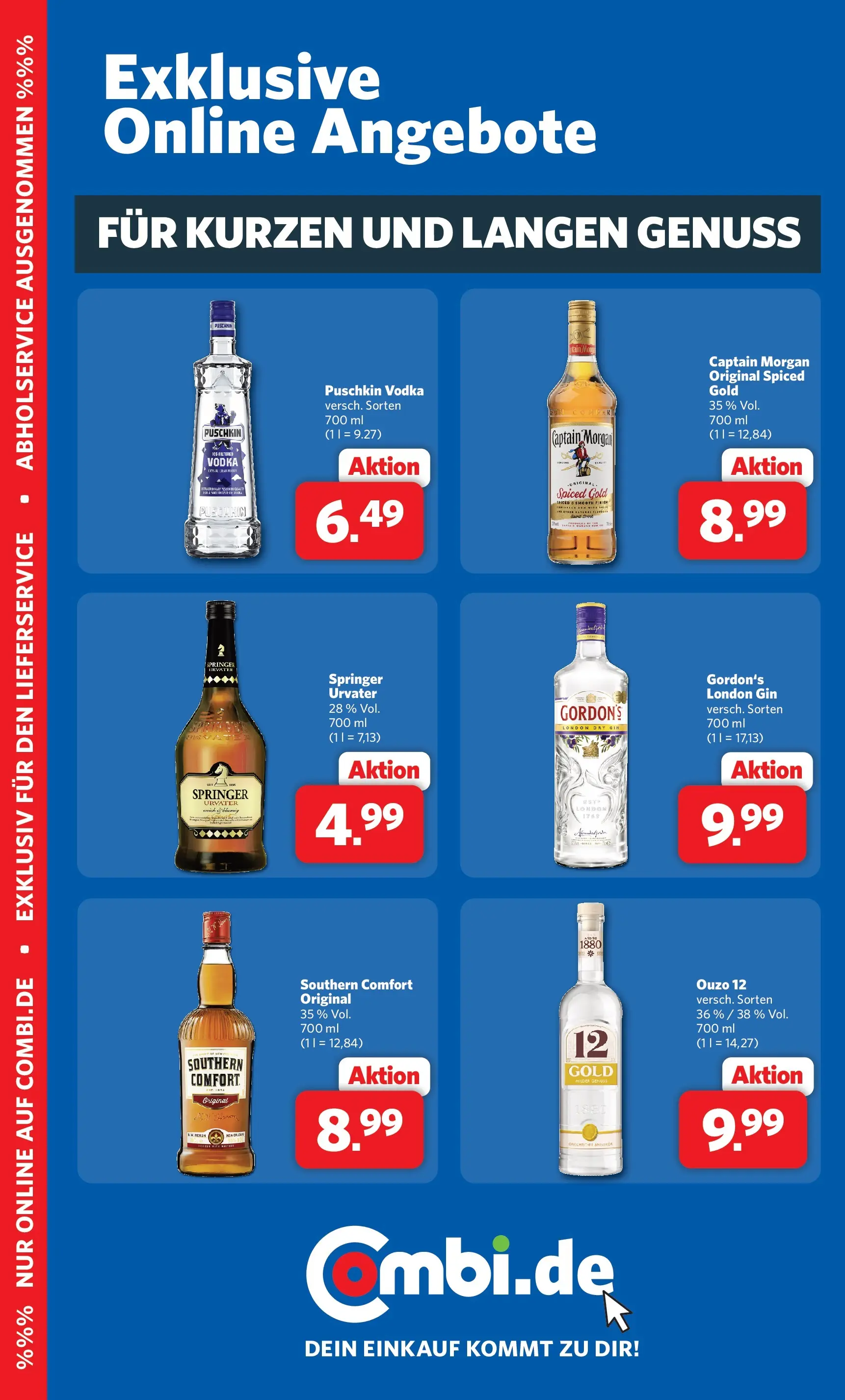Combi - Unsere Combi Wochenangebote (ab 18.05.2026) zum Blättern | Seite: 33 | Produkte: Ouzo 12, Captain morgan, Vodka, Gin
