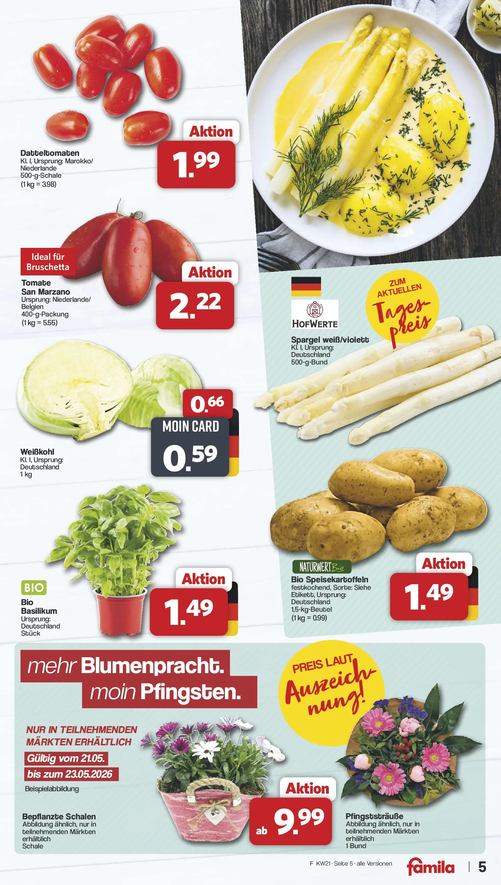 Famila Nordwest  Wochenangebote (ab 18.05.2026) zum Blättern | Seite: 5 | Produkte: Spargel