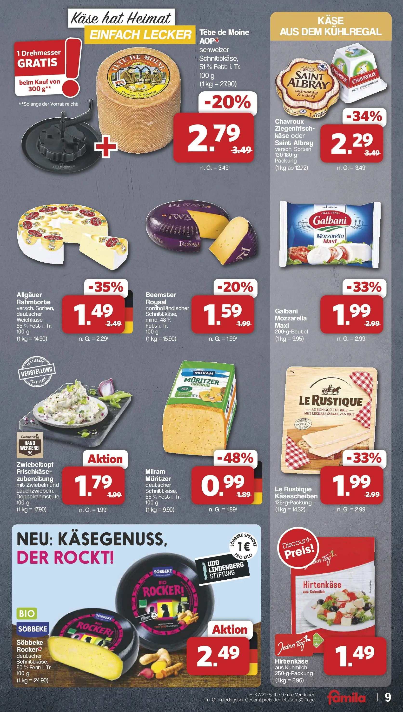Famila Nordwest  Wochenangebote (ab 18.05.2026) zum Blättern | Seite: 9 | Produkte: Käse, Mozzarella, Zwiebeln, Frischkase