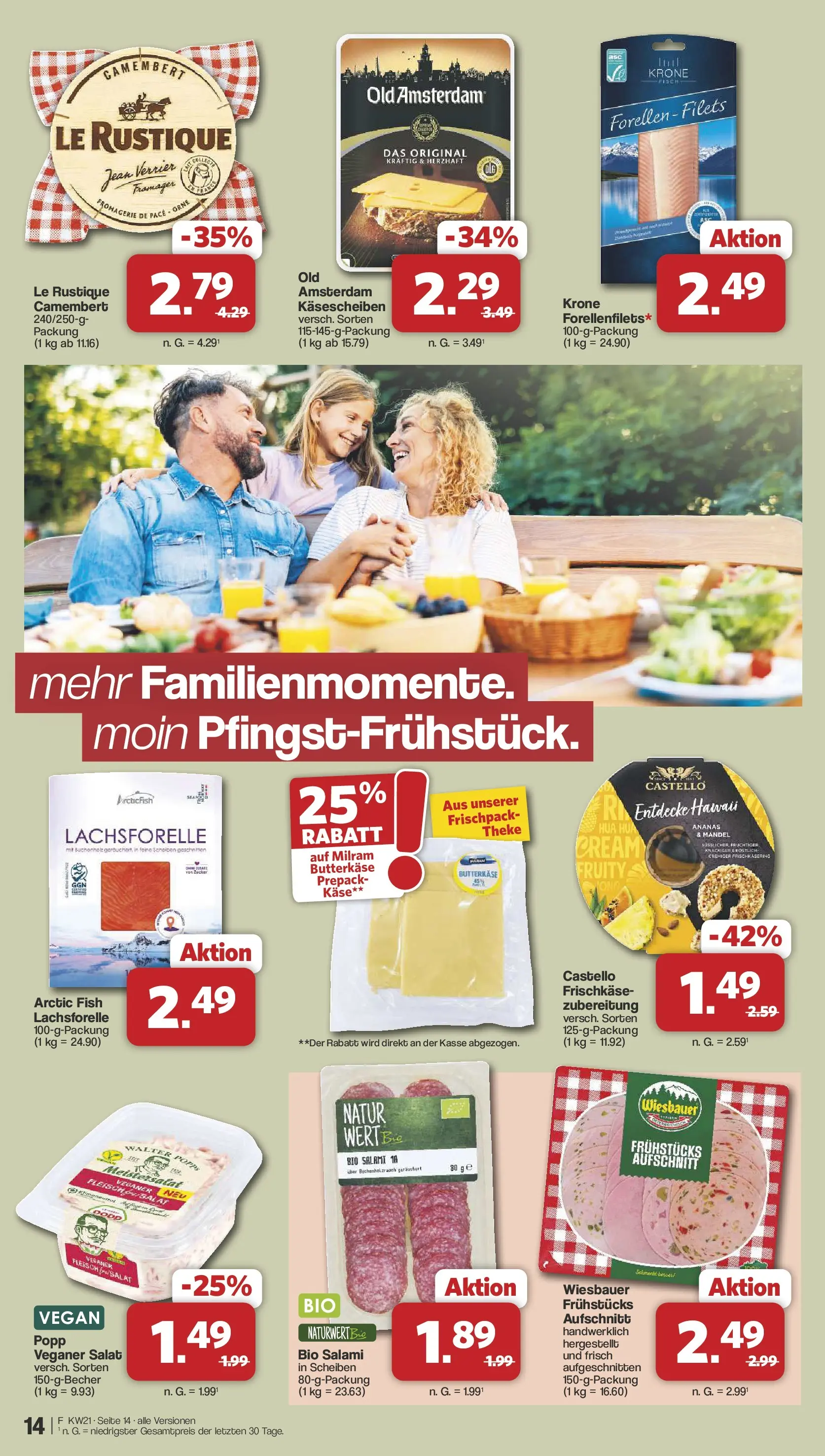 Famila Nordwest  Wochenangebote (ab 18.05.2026) zum Blättern | Seite: 14 | Produkte: Milram, Fleisch, Salat, Frischkase