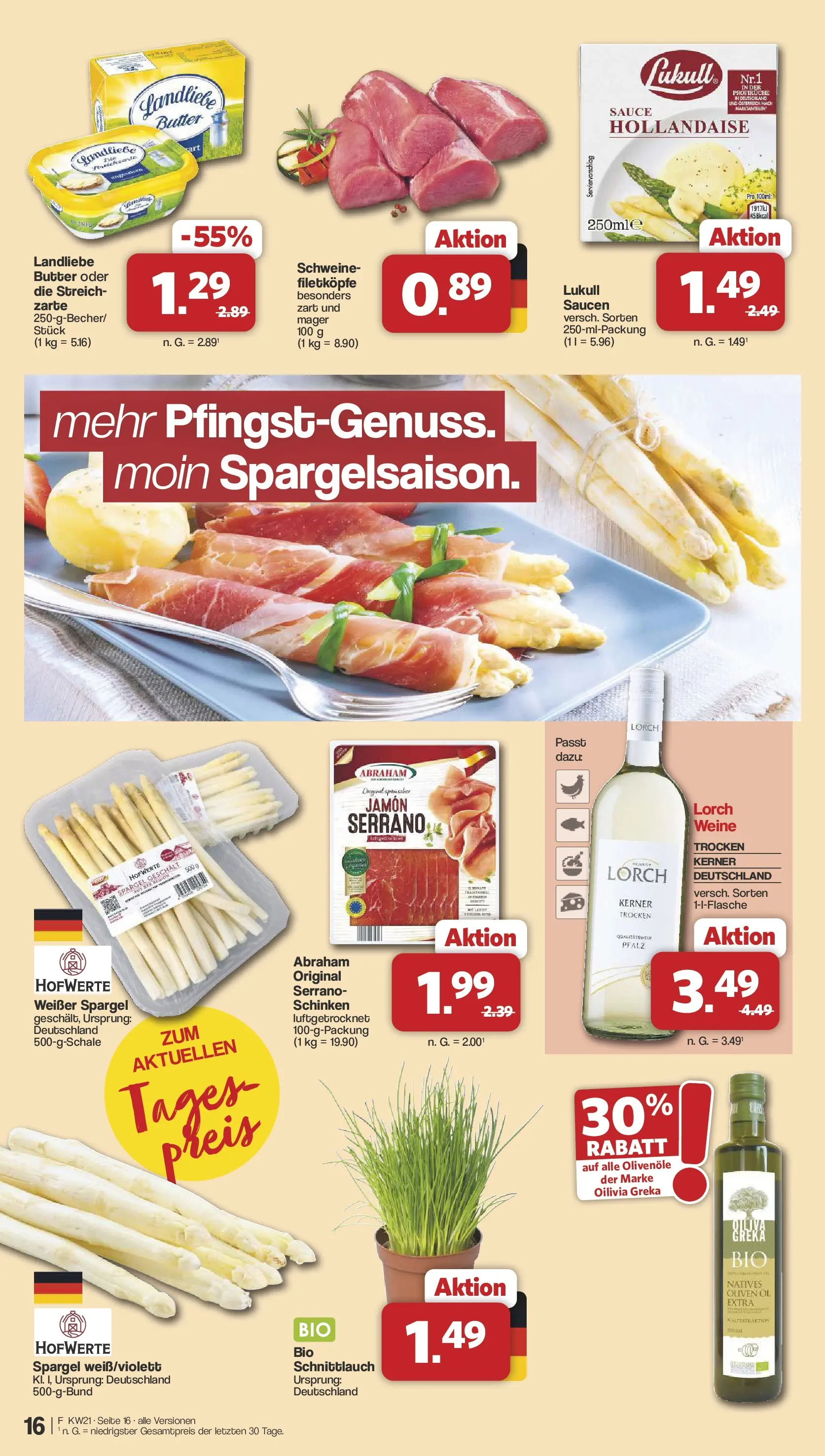 Famila Nordwest  Wochenangebote (ab 18.05.2026) zum Blättern | Seite: 16 | Produkte: Öl, Spargel, Serrano schinken, Schinken