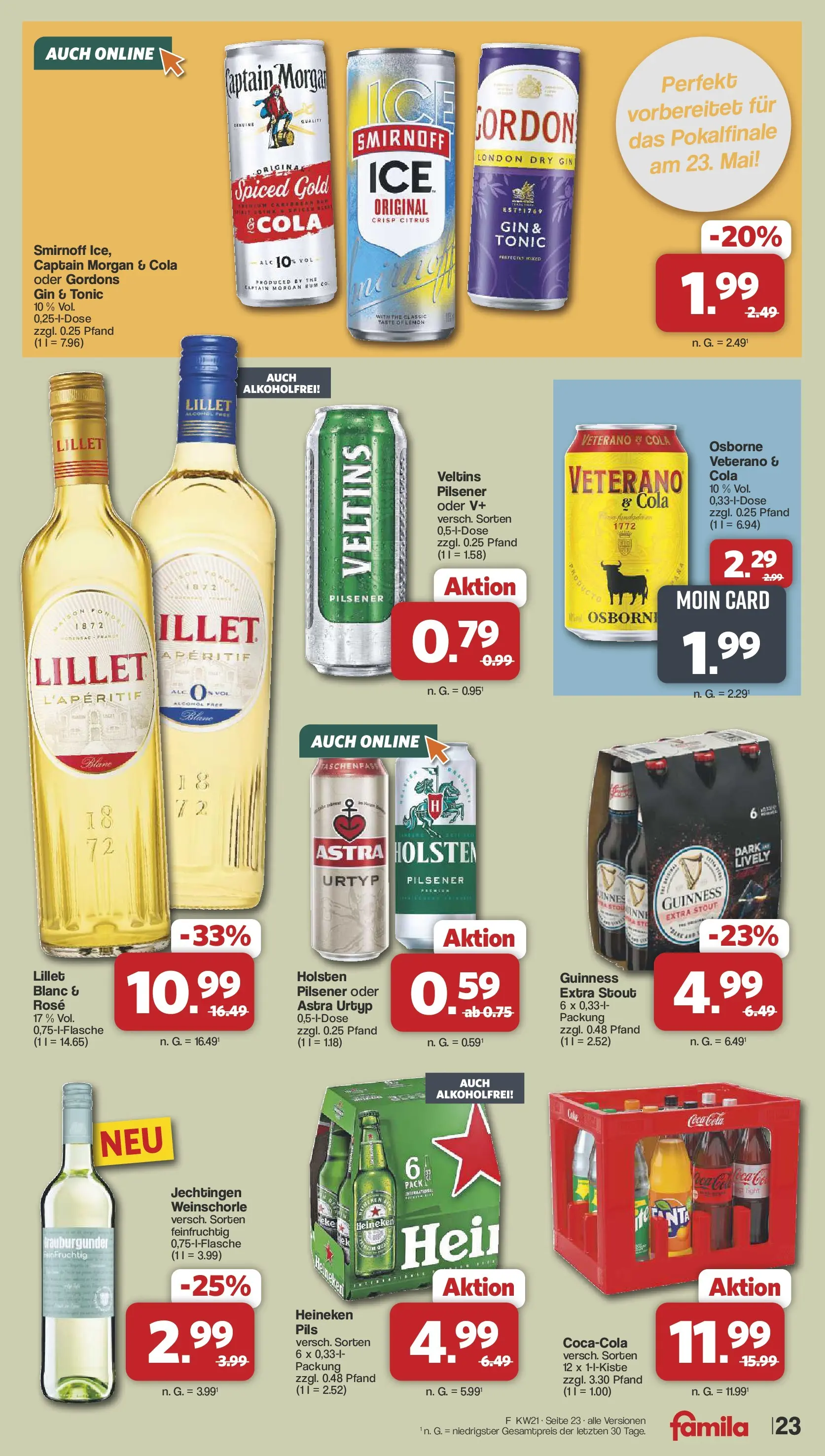 Famila Nordwest  Wochenangebote (ab 18.05.2026) zum Blättern | Seite: 23 | Produkte: Osborne, Lillet, Heineken, Gin
